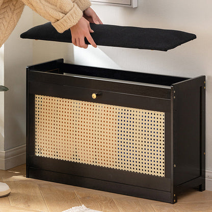 Chic Bamboo Shoe Storage Bench with Cushioned Seating Design | Ridorn