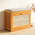 Chic Bamboo Shoe Storage Bench with Cushioned Seating Design | Ridorn