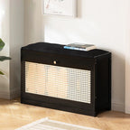 Chic Bamboo Shoe Storage Bench with Cushioned Seating Design | Ridorn