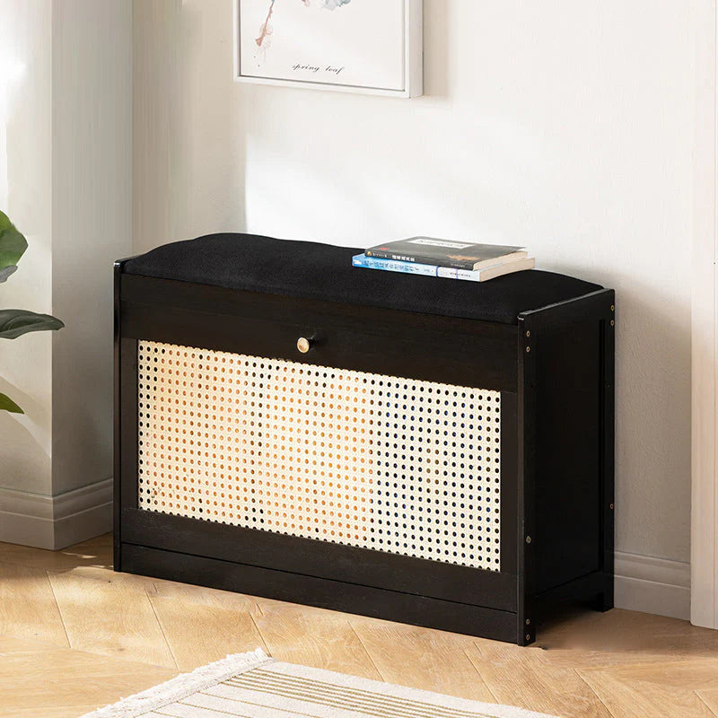 Chic Bamboo Shoe Storage Bench with Cushioned Seating Design | Ridorn