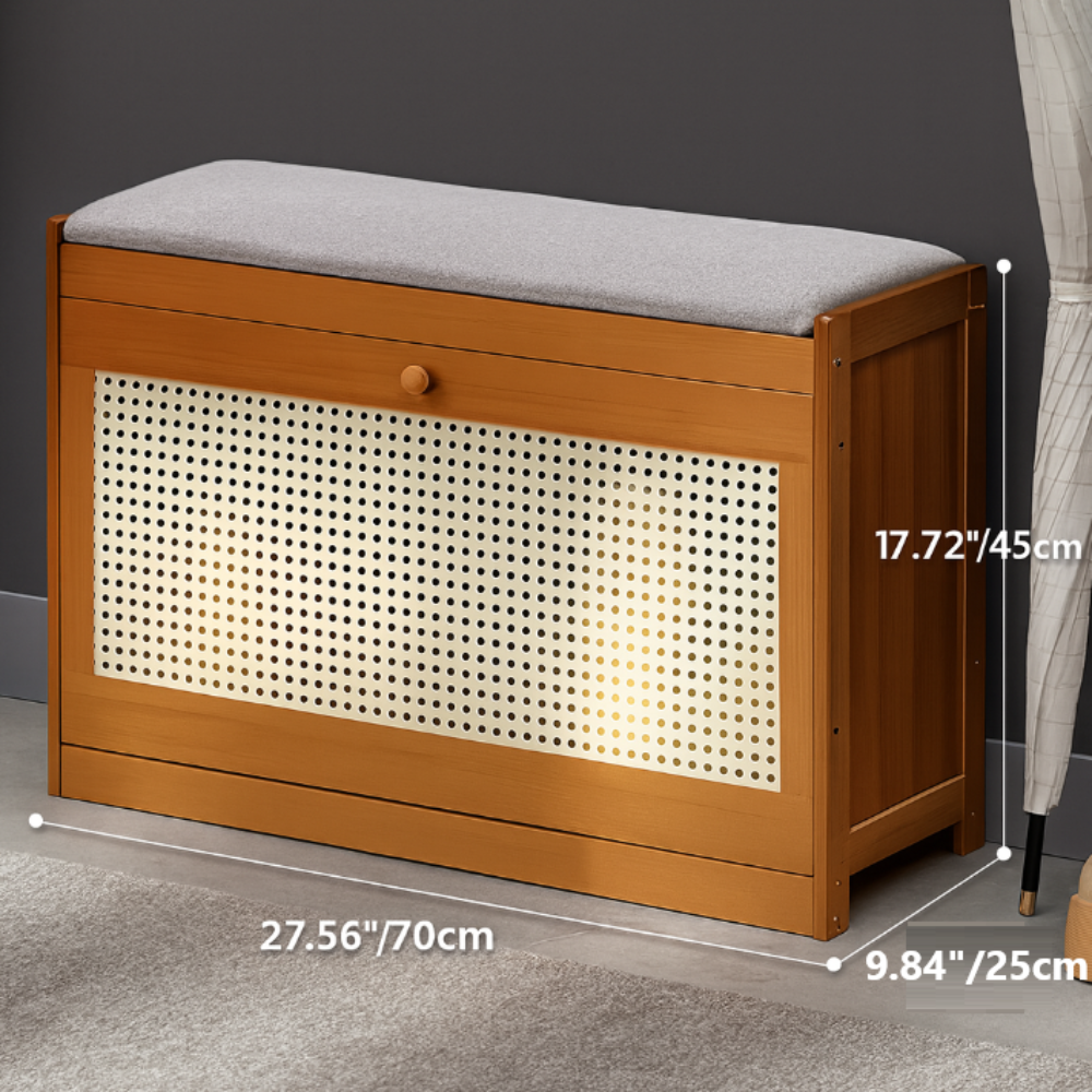 Chic Bamboo Shoe Storage Bench with Cushioned Seating Design | Ridorn
