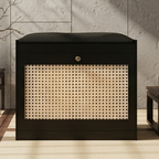 Bamboo Rattan Shoe Storage Bench with Cushion for Entryway | Ridorn-Benches-Ridorn