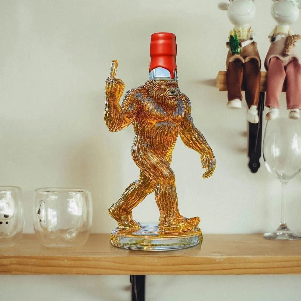 Bigfoot Whiskey Decanter, Novelty Glass Bottle for Home Bar & Liquor Display-Ridorn