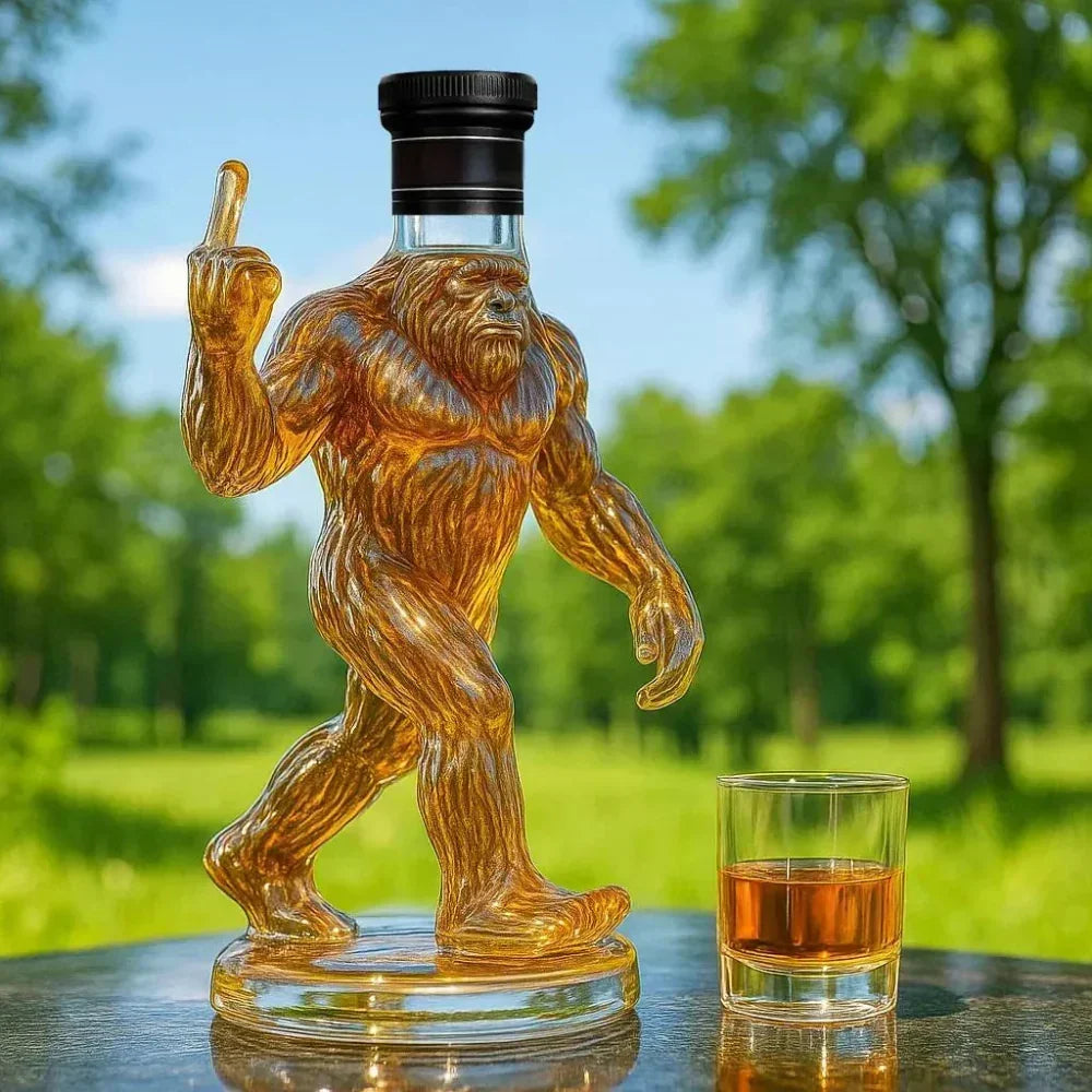 Bigfoot Whiskey Decanter, Novelty Glass Bottle for Home Bar & Liquor Display-Ridorn