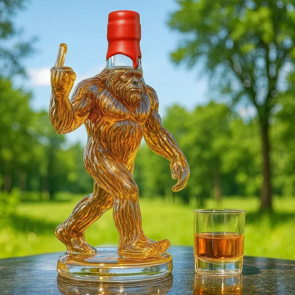 Bigfoot Whiskey Decanter, Novelty Glass Bottle for Home Bar & Liquor Display-Ridorn
