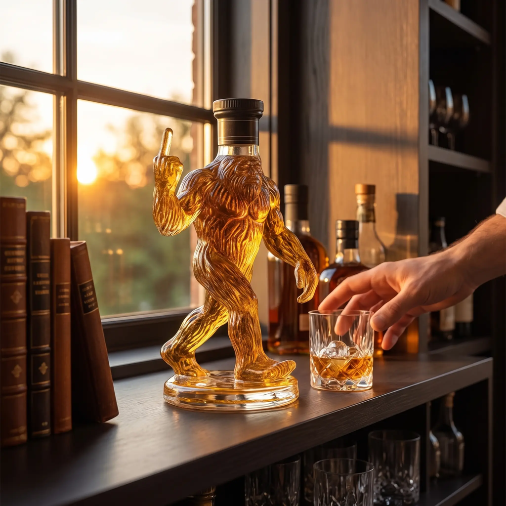 Bigfoot Whiskey Decanter, Novelty Glass Bottle for Home Bar & Liquor Display-Ridorn