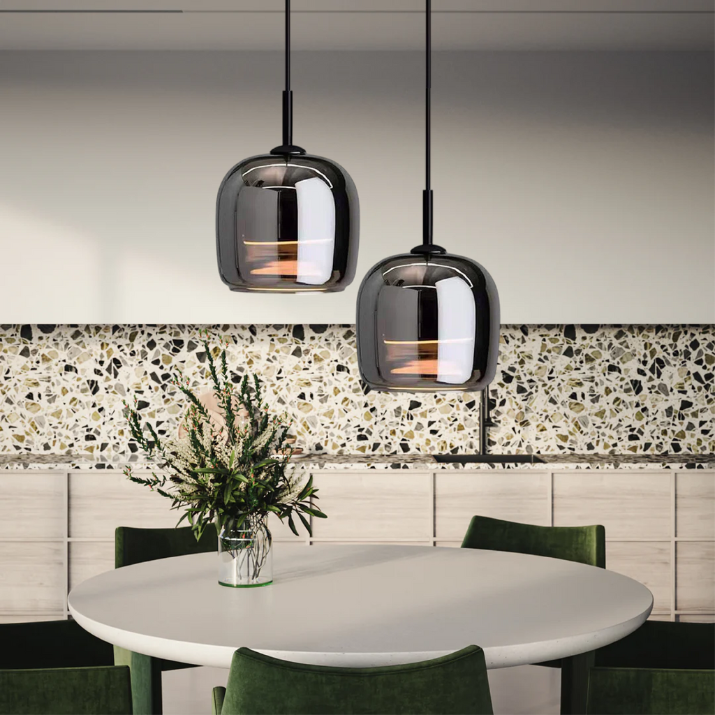 Black Glass Pendant Light, Nordic Hanging Ceiling Lamp for Kitchen Island & Dining Room-Ridorn