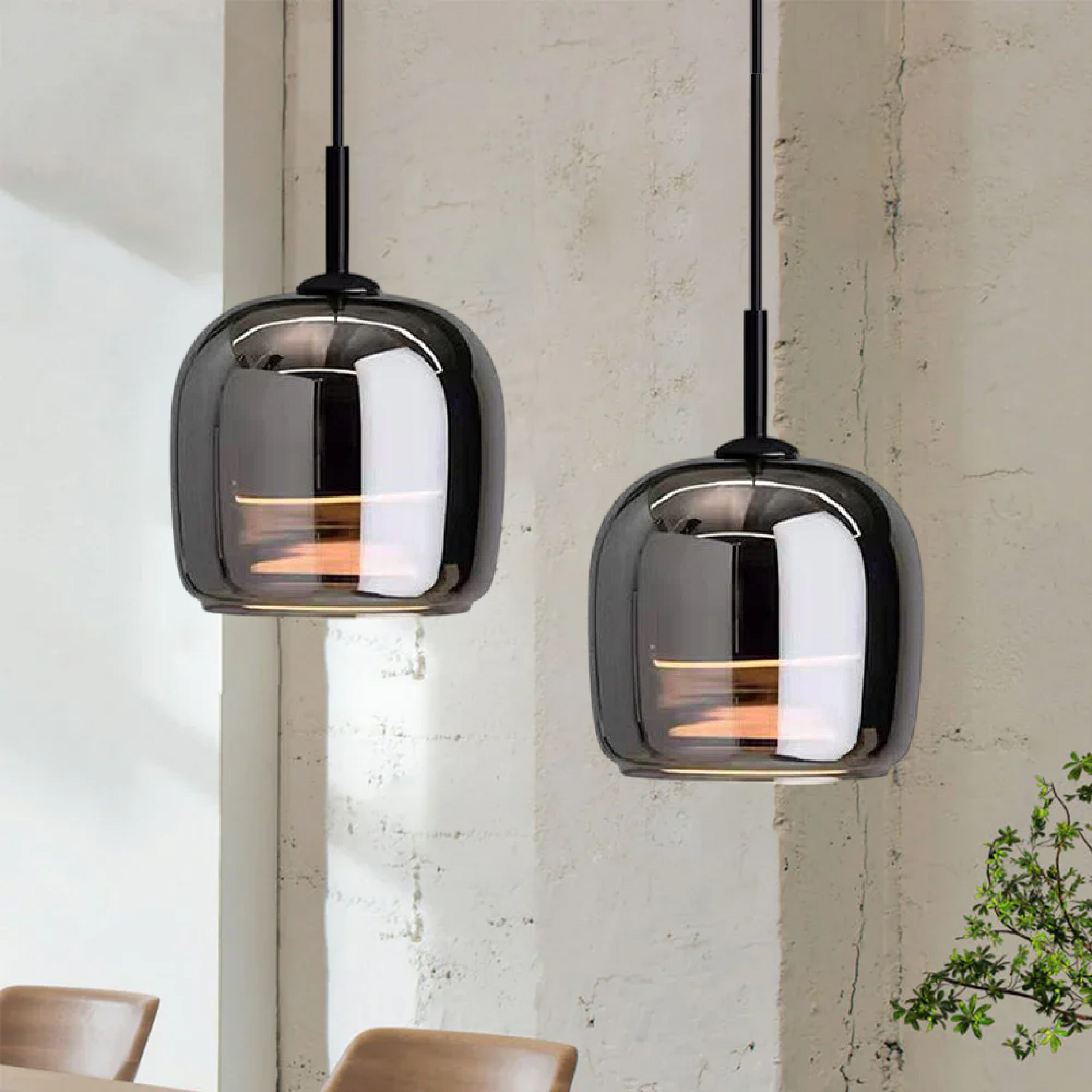 Black Glass Pendant Light, Nordic Hanging Ceiling Lamp for Kitchen Island & Dining Room-Ridorn