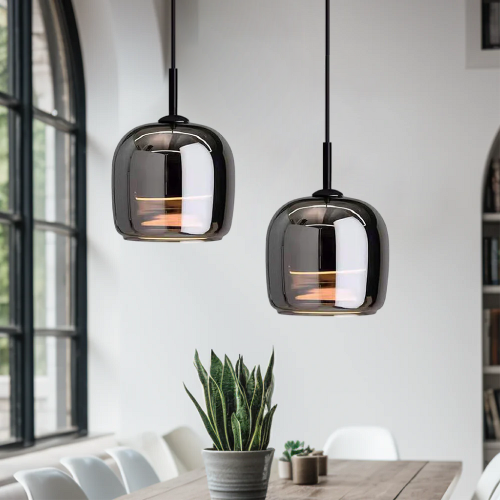 Black Glass Pendant Light, Nordic Hanging Ceiling Lamp for Kitchen Island & Dining Room-Ridorn