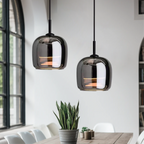 Black Glass Pendant Light, Nordic Hanging Ceiling Lamp for Kitchen Island & Dining Room-Ridorn