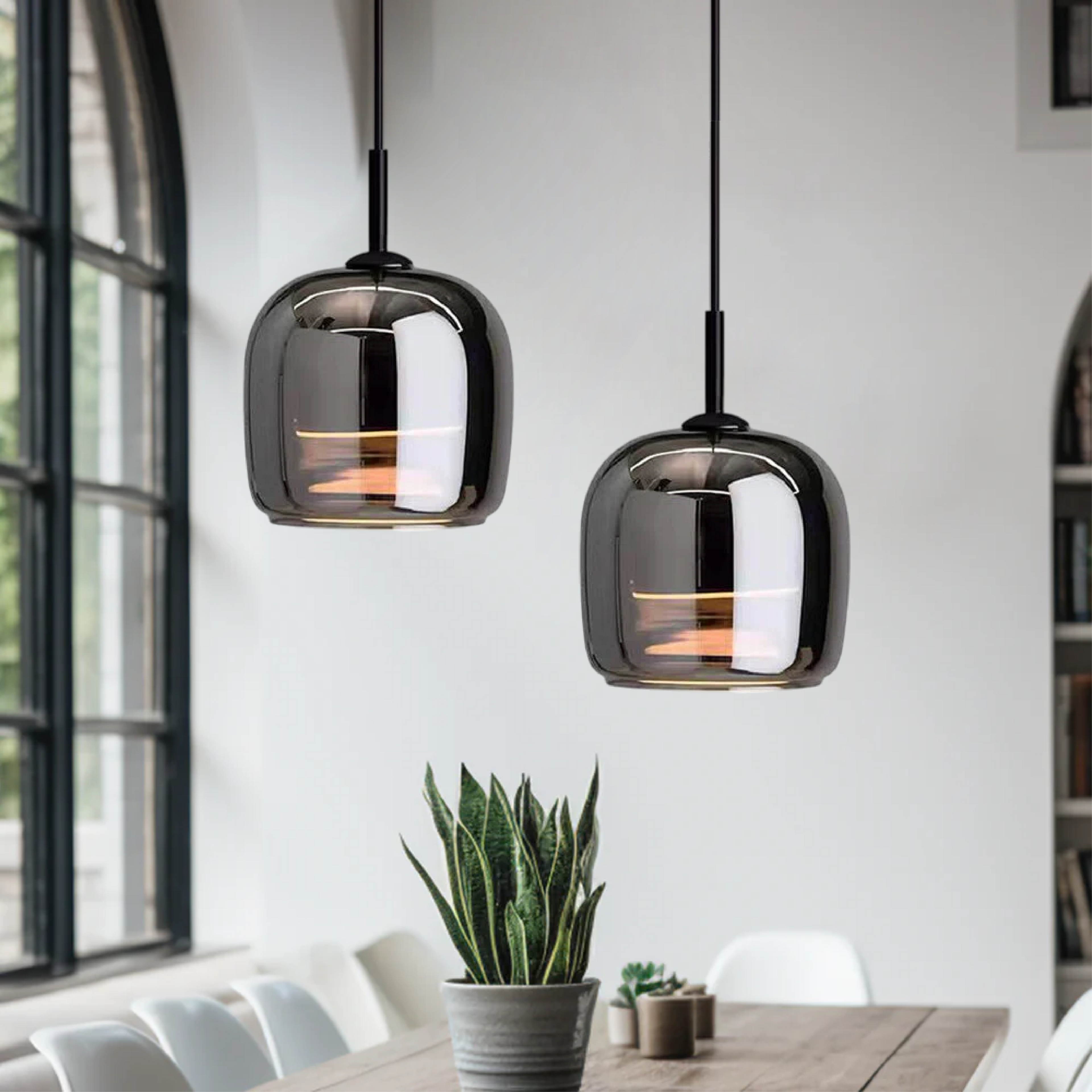 Black Glass Pendant Light, Nordic Hanging Ceiling Lamp for Kitchen Island & Dining Room-Ridorn