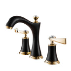 Brass Vessel Sink Faucet, Two Handle Low Arc Bathroom Basin Tap in Black & Gold Finishes-Ridorn