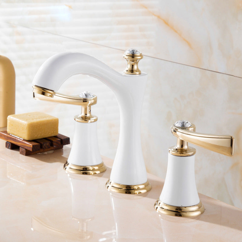 Brass Vessel Sink Faucet, Two Handle Low Arc Bathroom Basin Tap in Black & Gold Finishes-Ridorn