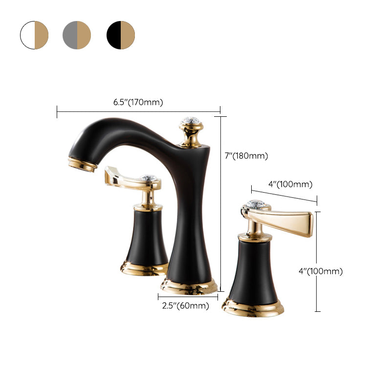 Brass Vessel Sink Faucet, Two Handle Low Arc Bathroom Basin Tap in Black & Gold Finishes-Ridorn