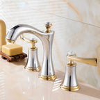 Brass Vessel Sink Faucet, Two Handle Low Arc Bathroom Basin Tap in Black & Gold Finishes-Ridorn