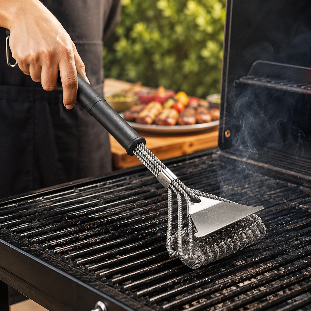 Bristle-Free BBQ Grill Brush, Rust-Resistant Stainless Steel Grill Cleaner Tool