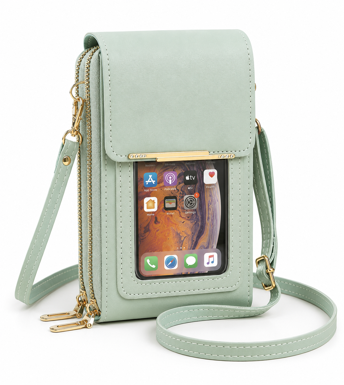 RFID Blocking Phone Bag, Anti-Theft Crossbody Wallet Purse with Shoulder Strap
