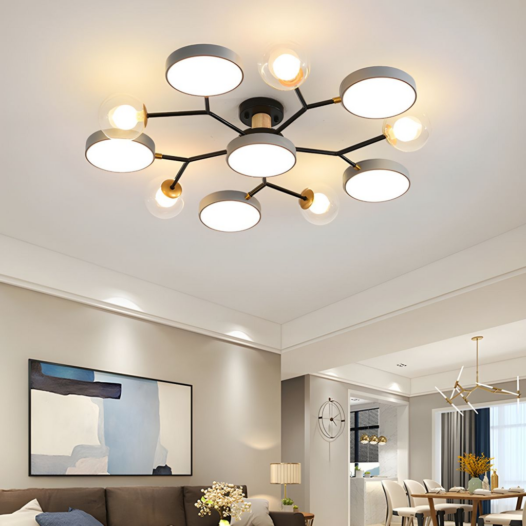 Multi-arm branch style LED ceiling light fixture by Ridorn