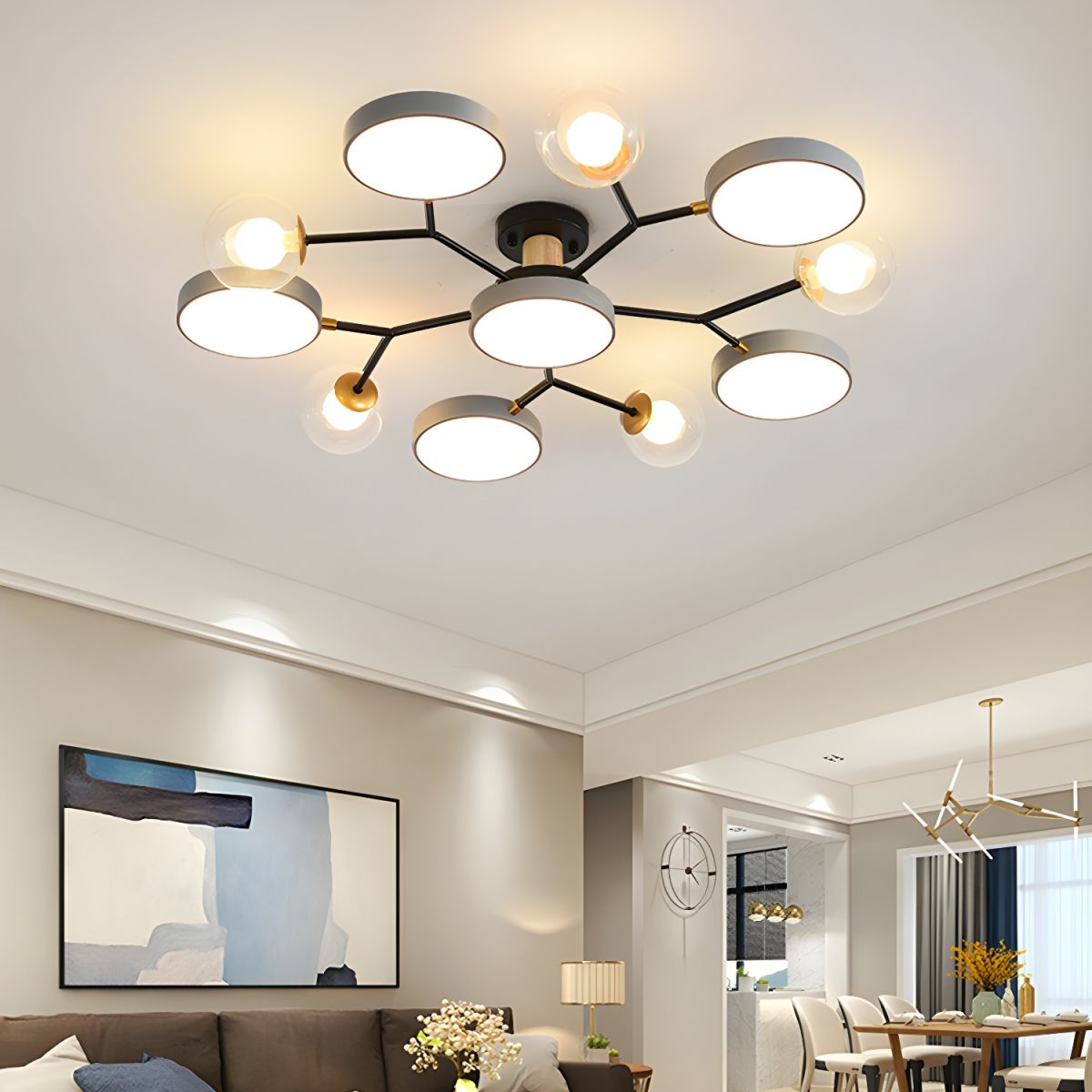 Multi-arm branch style LED ceiling light fixture by Ridorn