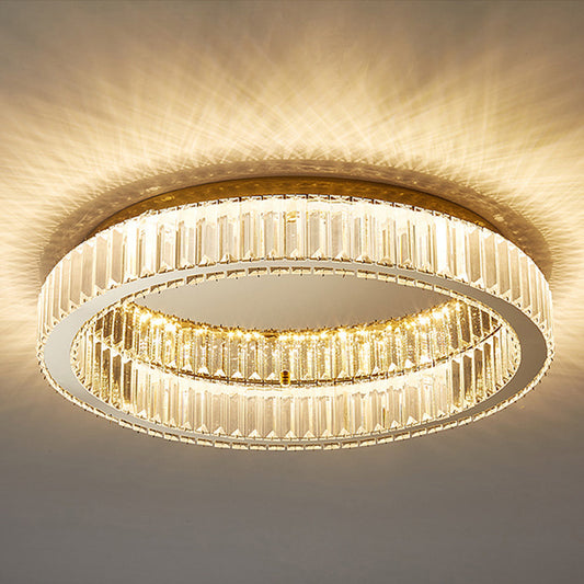 Layered LED flush ceiling light fixture for indoor use