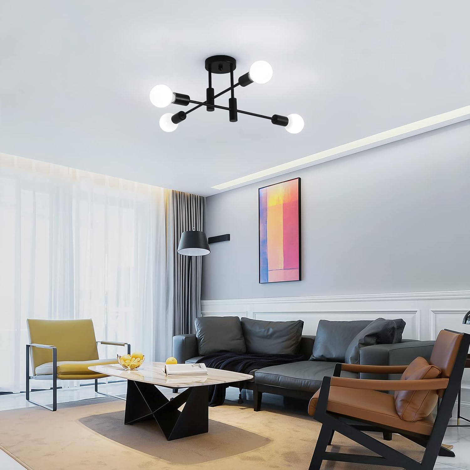 Multi-Arm Globe Ceiling Light for Balanced Illumination | Ridorn