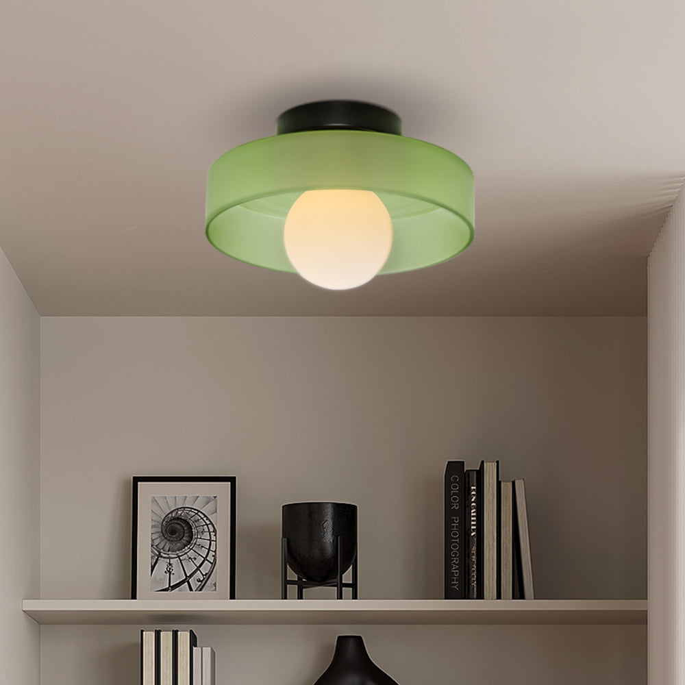 Round Glass Flush Ceiling Light Fixture for Indoor Spaces | Ridorn
