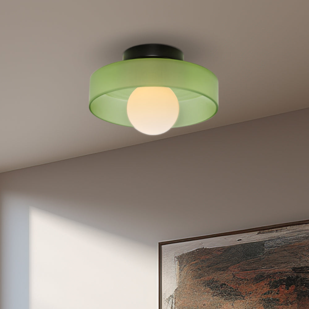 Round Glass Flush Ceiling Light Fixture for Indoor Spaces | Ridorn