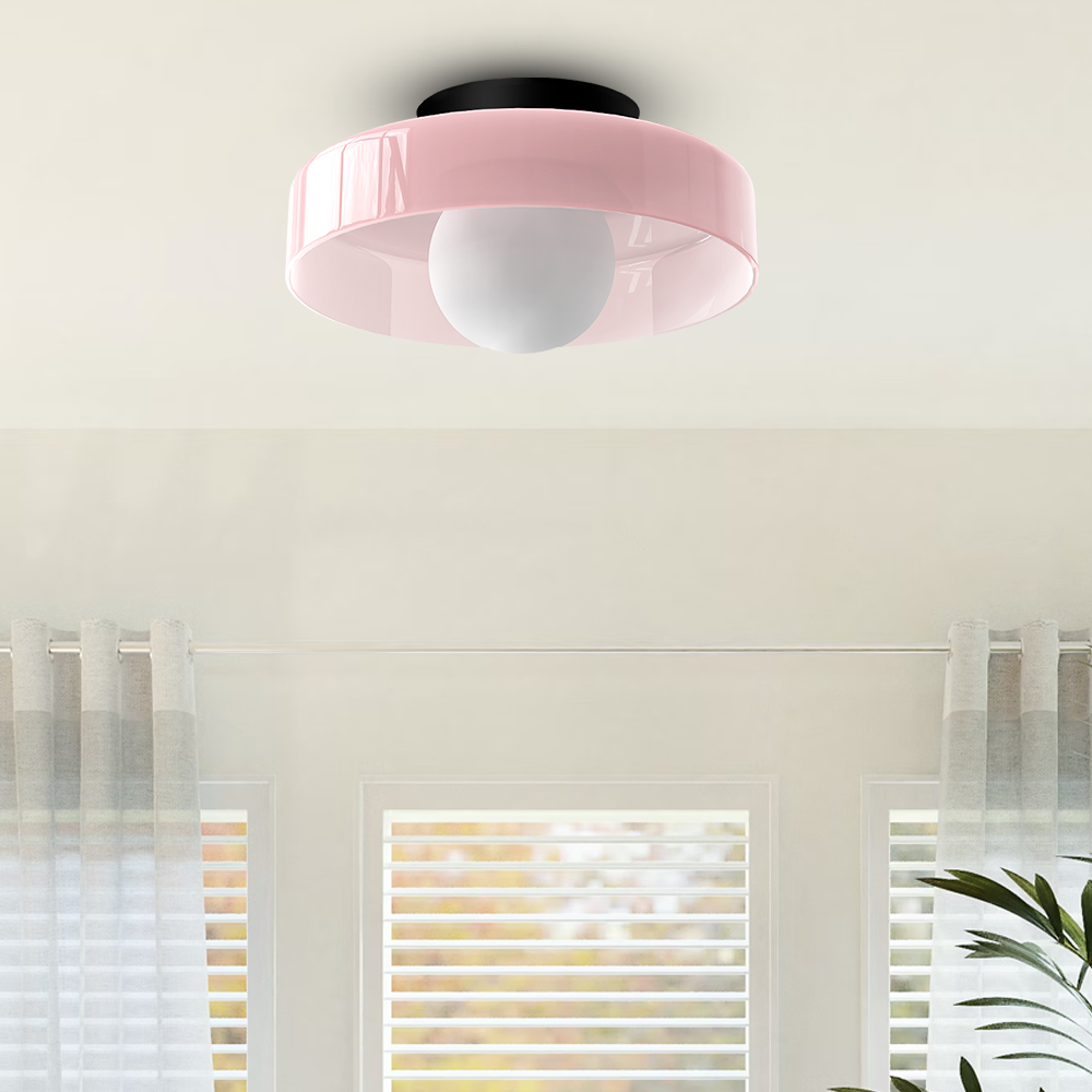 Round Glass Flush Ceiling Light Fixture for Indoor Spaces | Ridorn