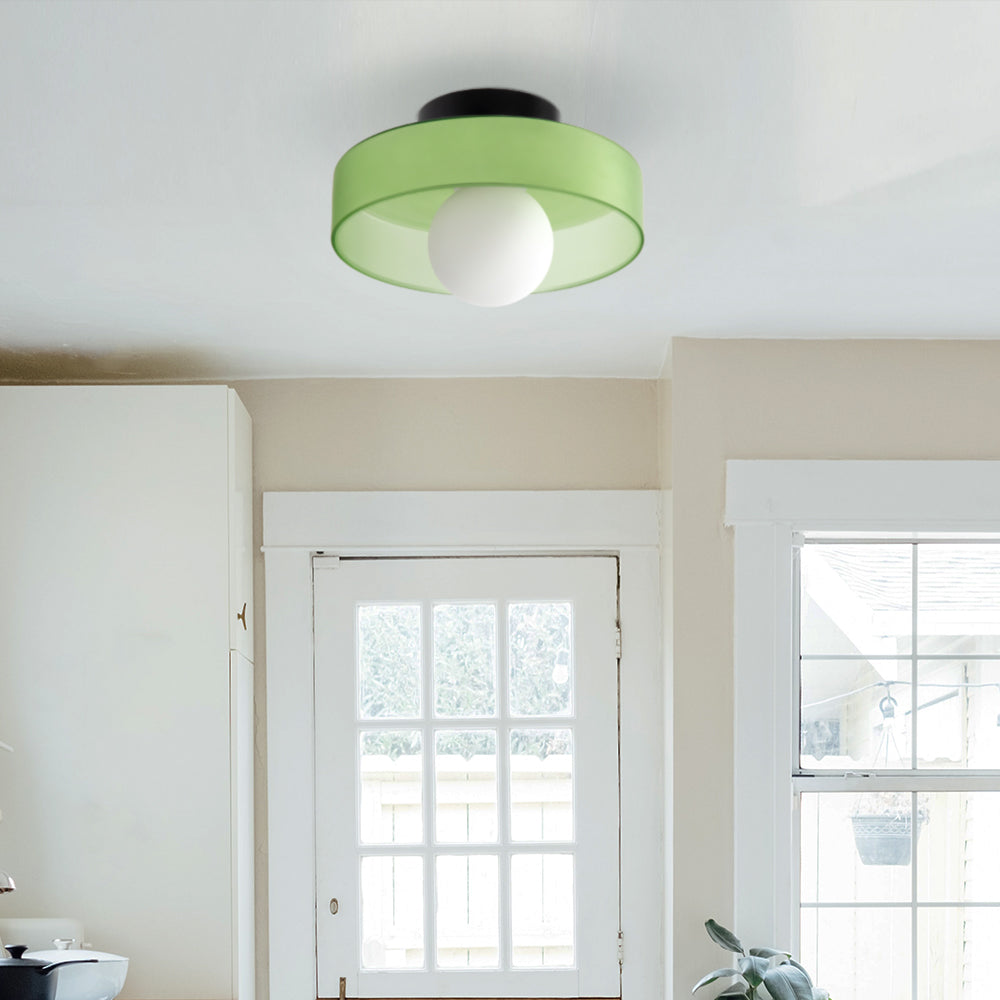 Round Glass Flush Ceiling Light Fixture for Indoor Spaces | Ridorn