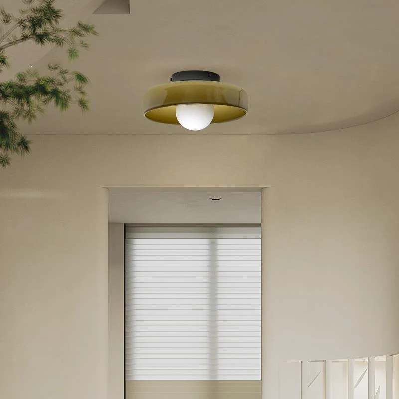 Round Glass Flush Ceiling Light Fixture for Indoor Spaces | Ridorn