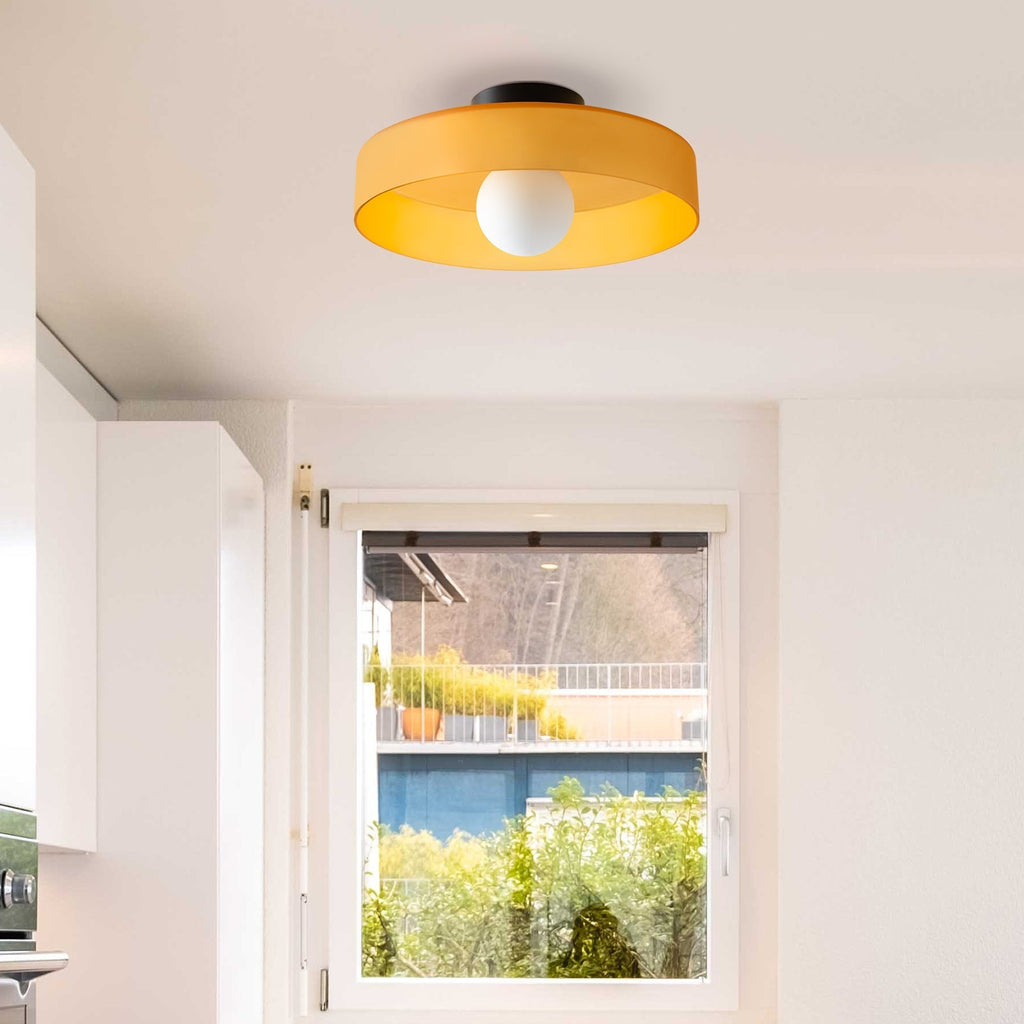 Round Glass Flush Ceiling Light Fixture for Indoor Spaces | Ridorn