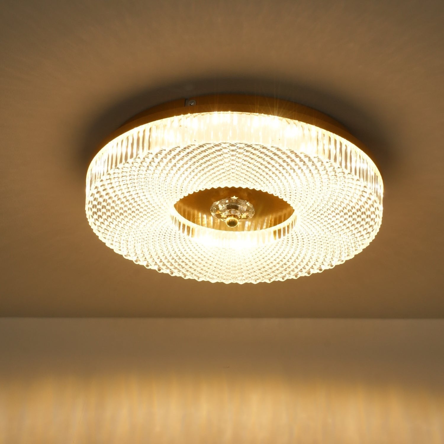 Textured Round LED Ceiling Light for Indoor Spaces | Ridorn