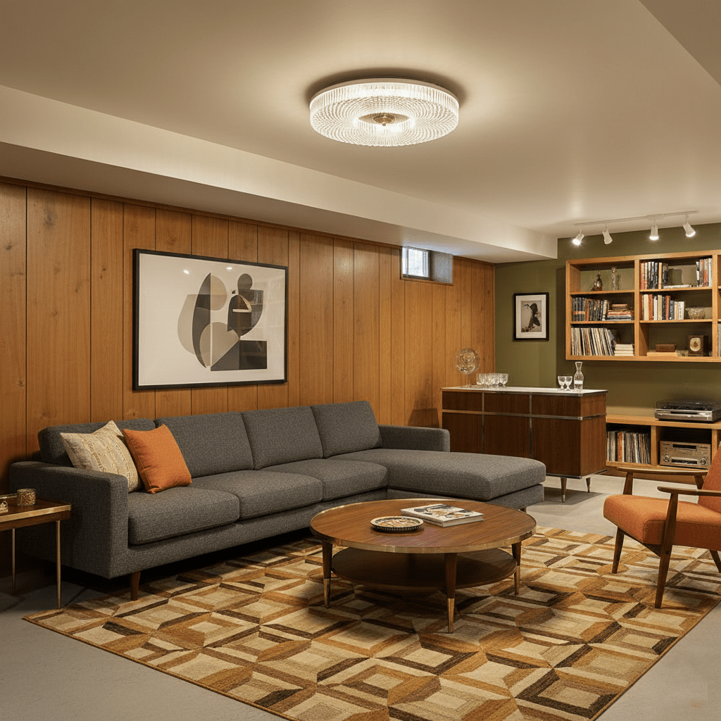 Textured round LED ceiling light for indoor use