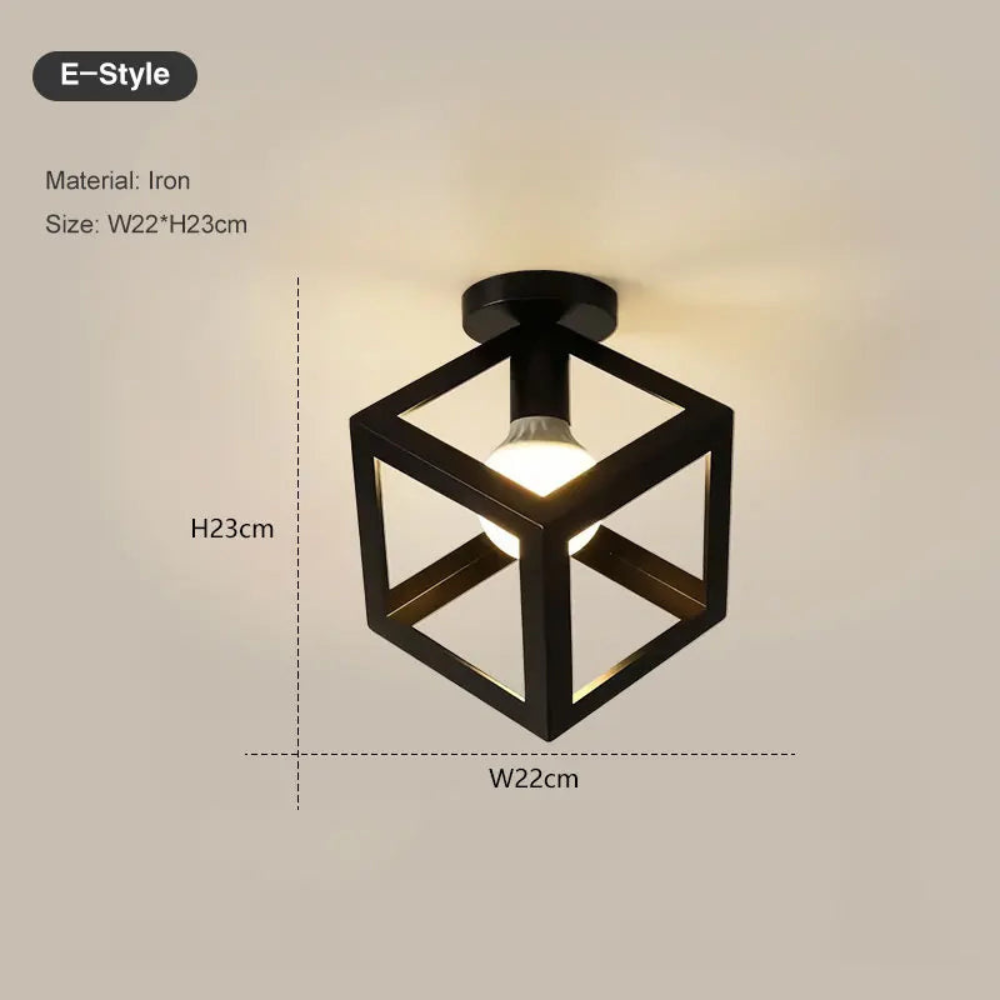 Vintage Geometric Cage Ceiling Light for Hallways | Ridorn