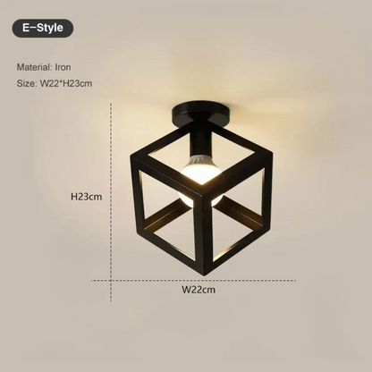 Vintage Geometric Cage Ceiling Light for Hallways | Ridorn