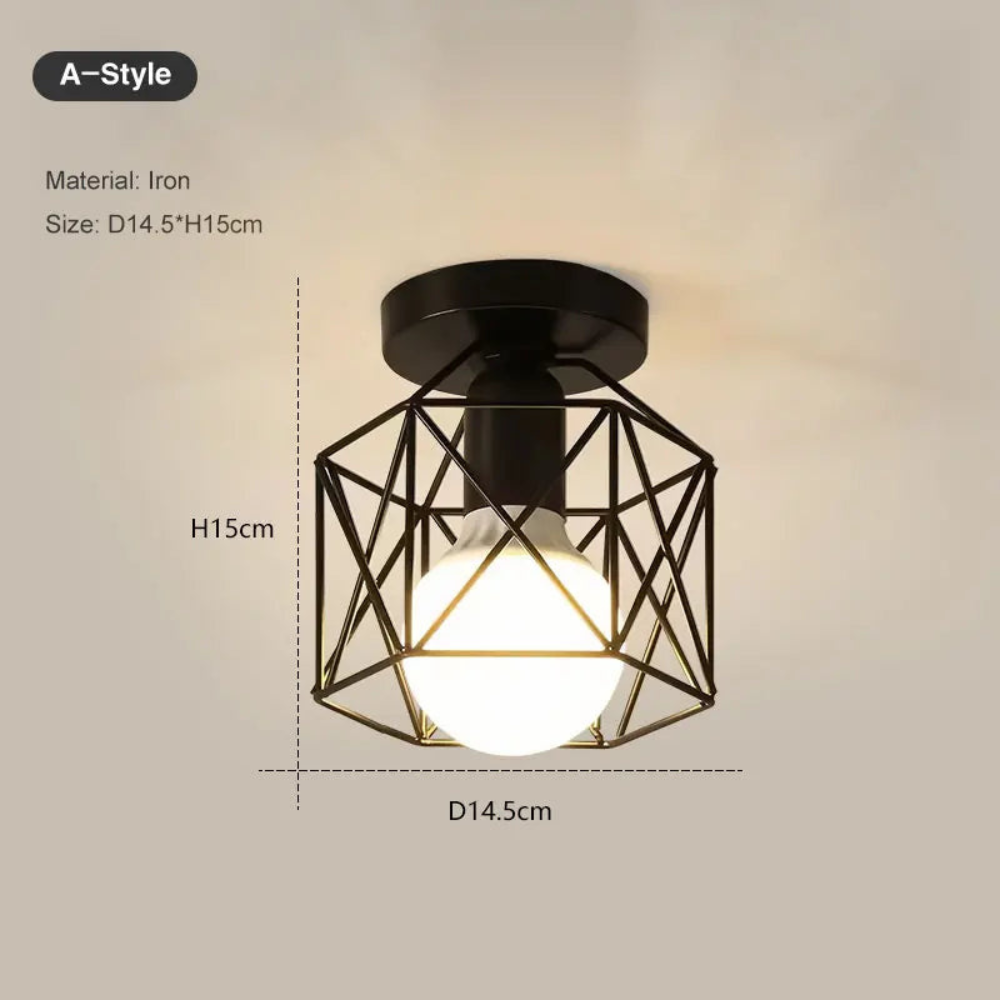 Vintage Geometric Cage Ceiling Light for Hallways | Ridorn