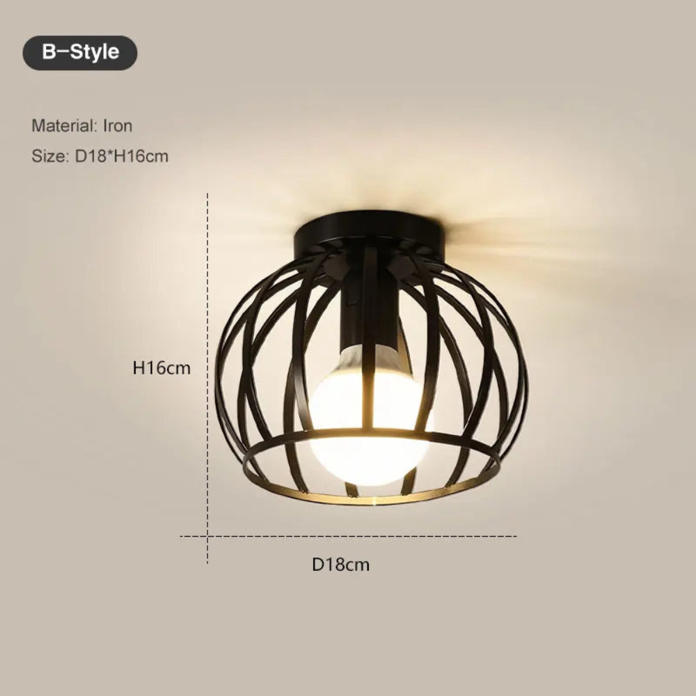 Vintage Geometric Cage Ceiling Light for Hallways | Ridorn