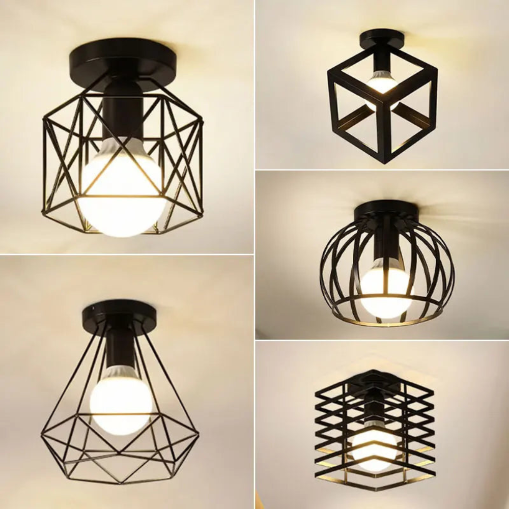Vintage Geometric Cage Ceiling Light for Hallways | Ridorn