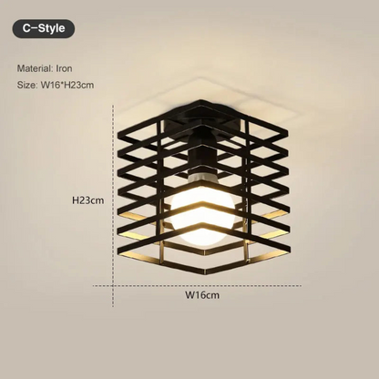 Vintage Geometric Cage Ceiling Light for Hallways | Ridorn