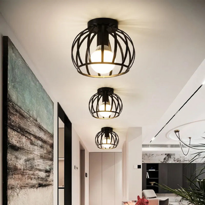 Vintage Geometric Cage Ceiling Light for Hallways | Ridorn