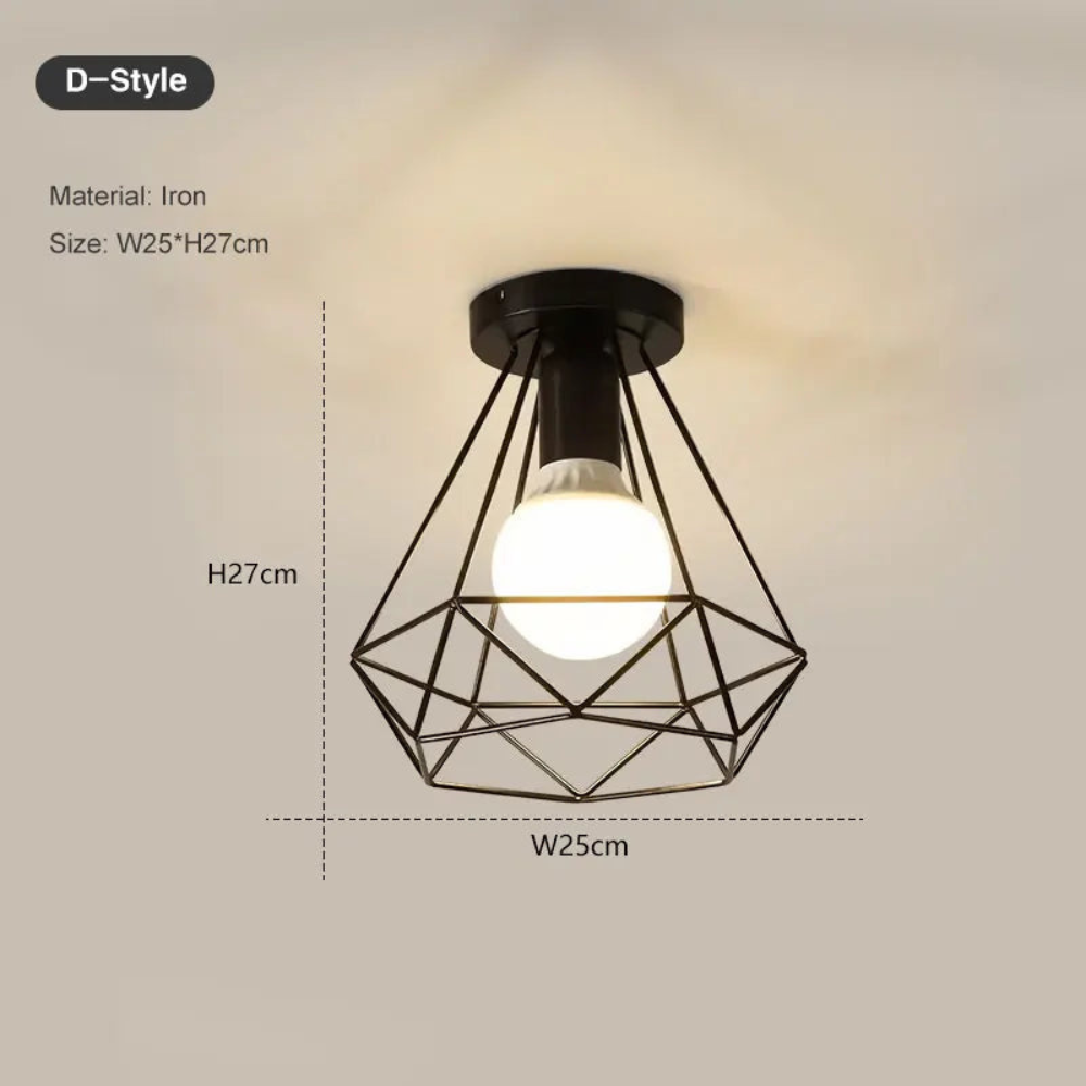 Vintage Geometric Cage Ceiling Light for Hallways | Ridorn