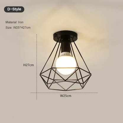 Vintage Geometric Cage Ceiling Light for Hallways | Ridorn
