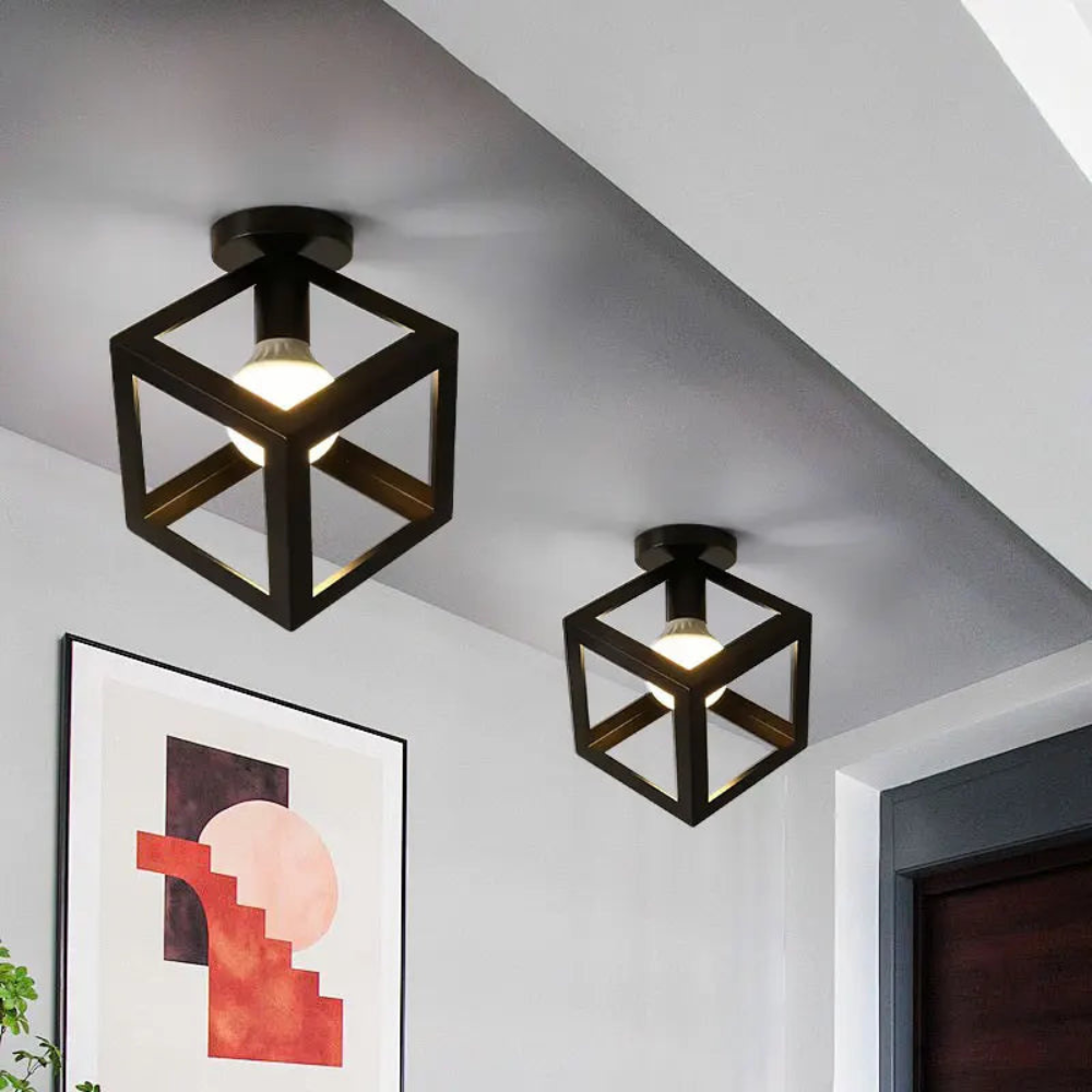 Vintage Geometric Cage Ceiling Light for Hallways | Ridorn
