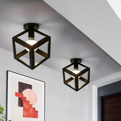 Vintage Geometric Cage Ceiling Light for Hallways | Ridorn