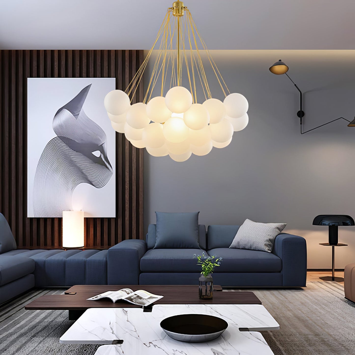Modern bubble cluster ceiling lamp front view