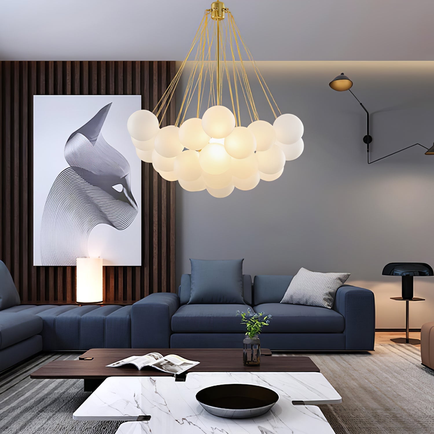 Modern bubble cluster ceiling lamp front view
