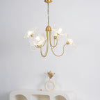 Elegant chandelier ceiling light with lutos flower design front view