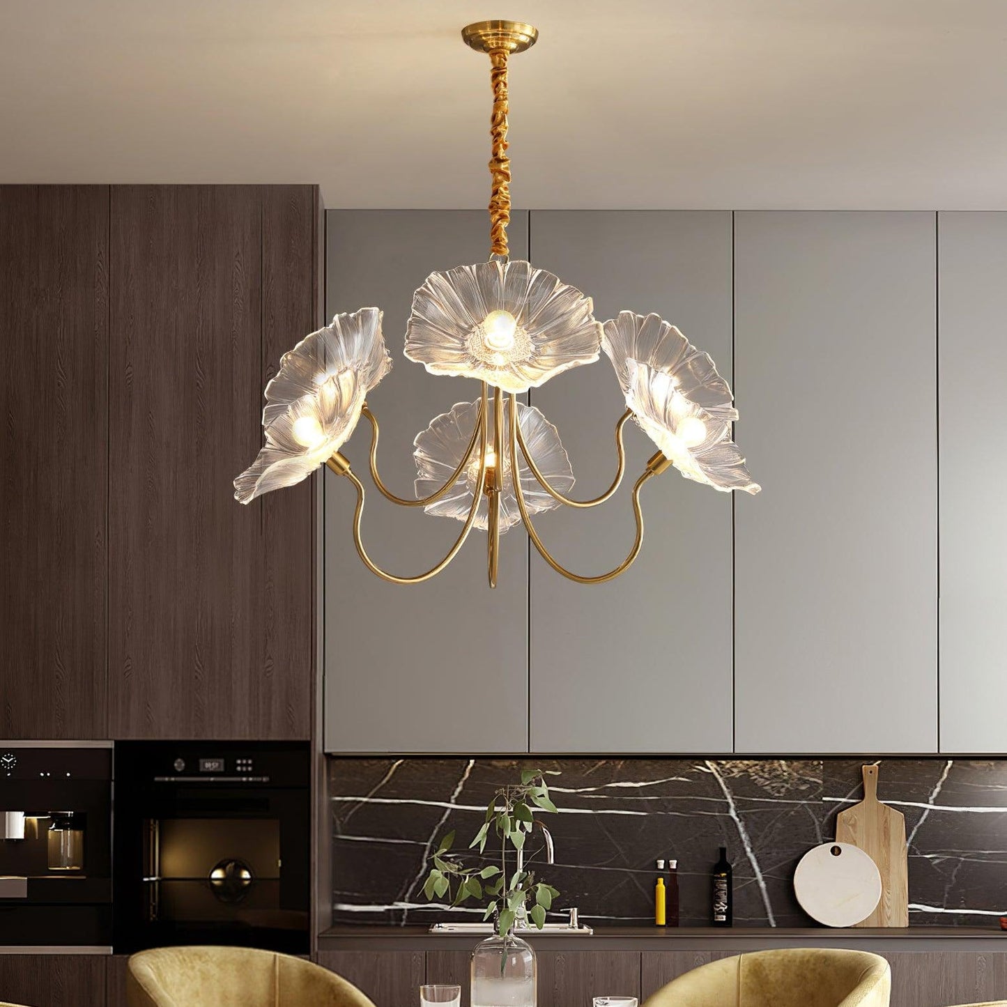 Chandelier Light | Ceiling Lamp with Lutos Flower Design | Ridorn