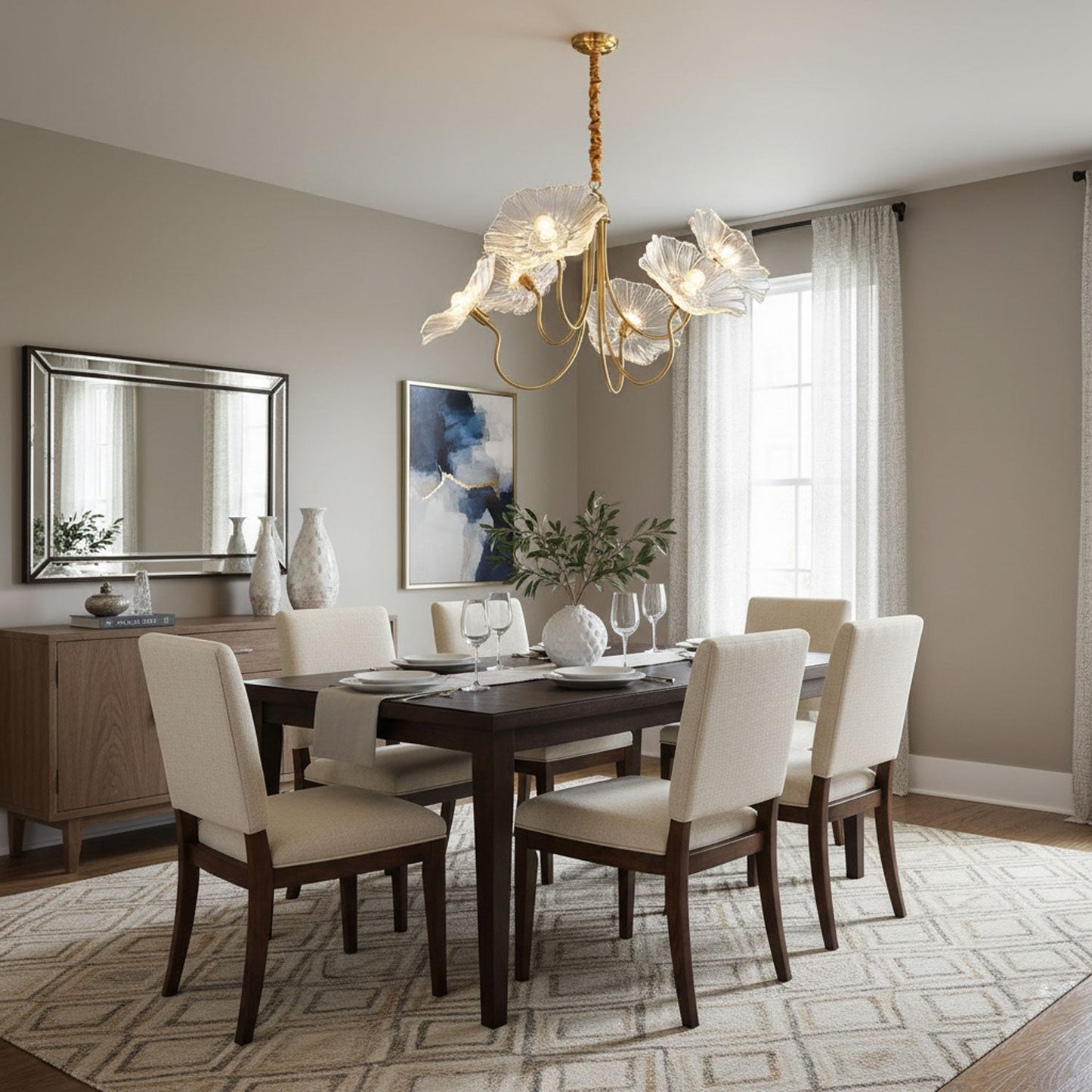 Chandelier Light | Ceiling Lamp with Lutos Flower Design | Ridorn