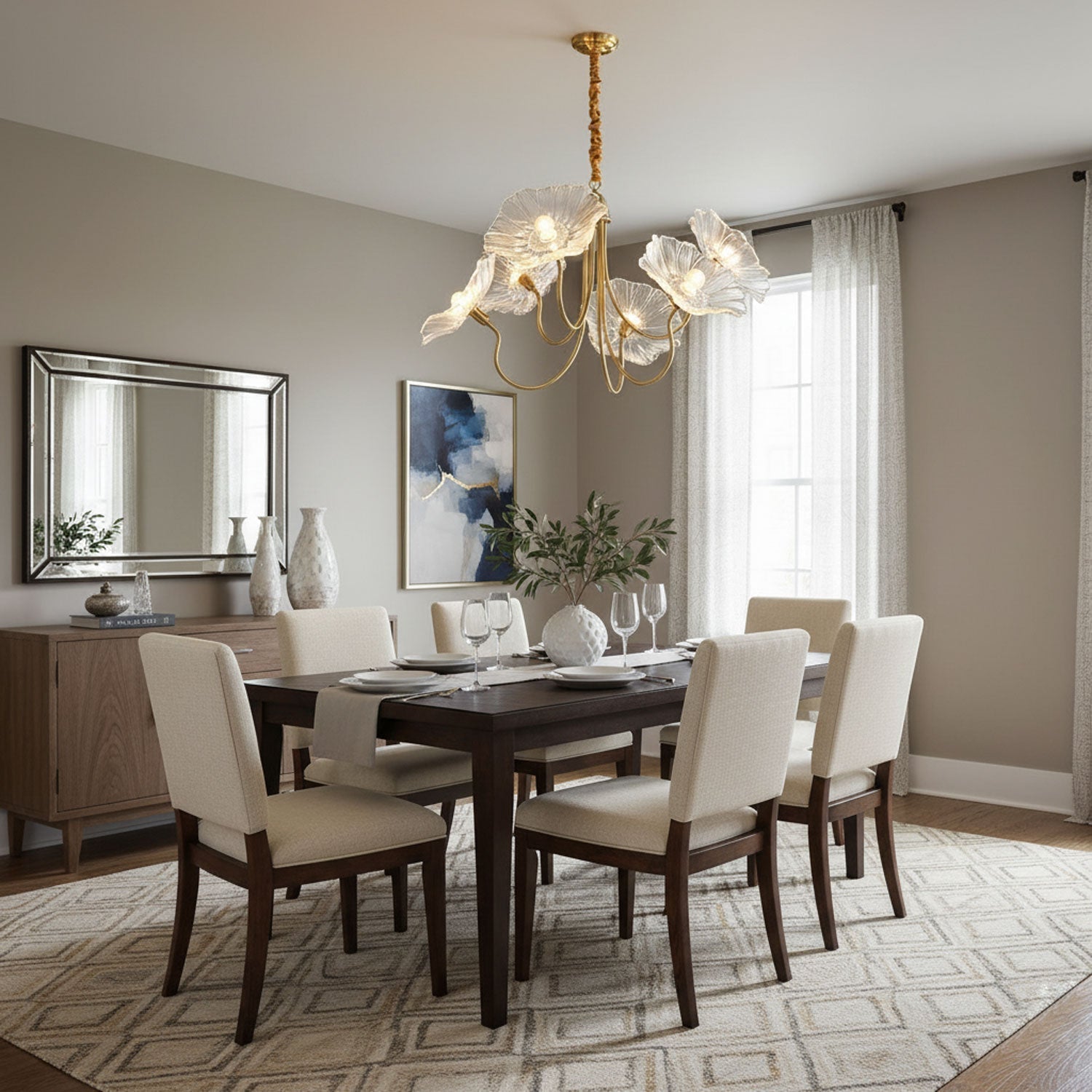 Chandelier Light | Ceiling Lamp with Lutos Flower Design | Ridorn